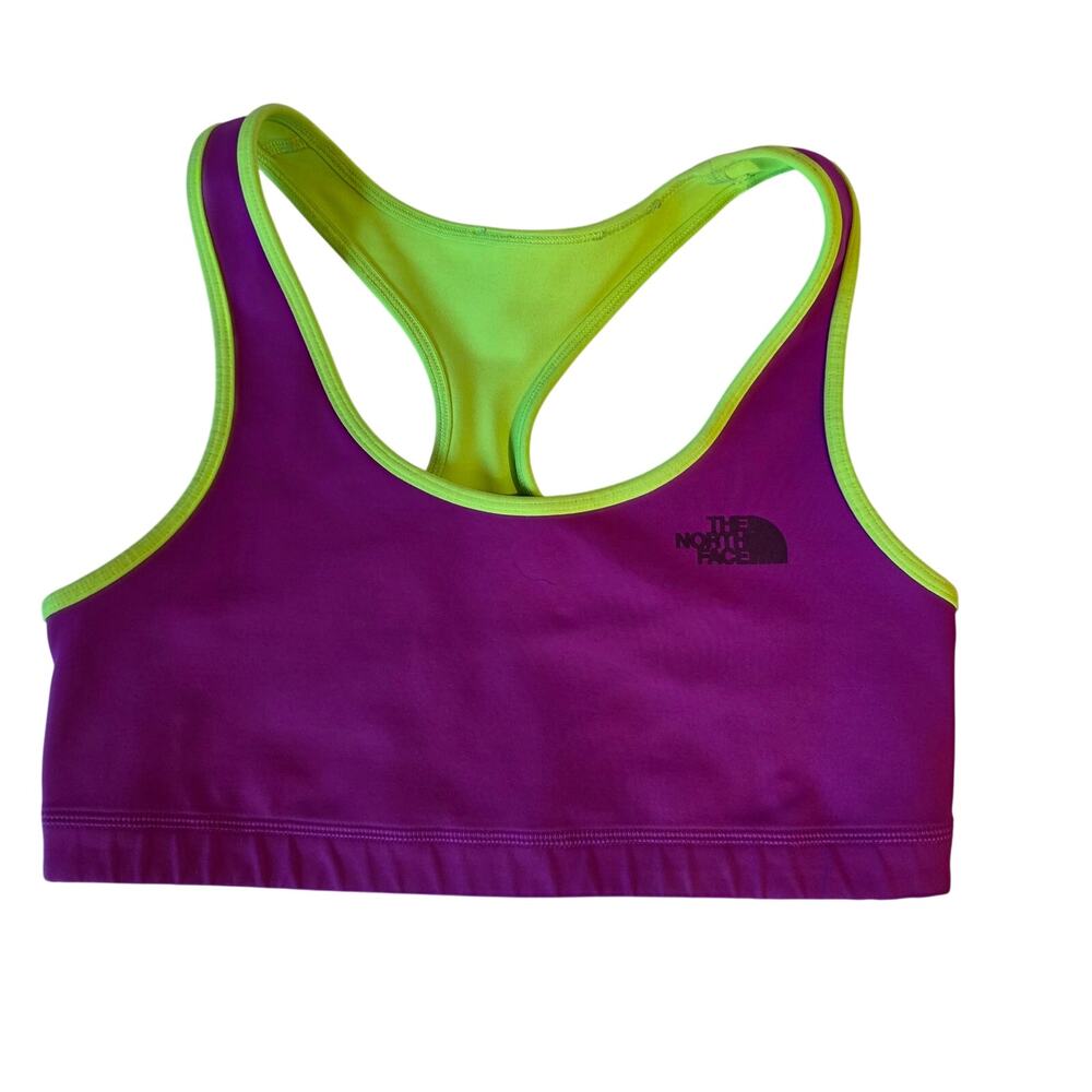 The North Face Reversible Bounce-B-Gone Sports Bra Purple Lime Large